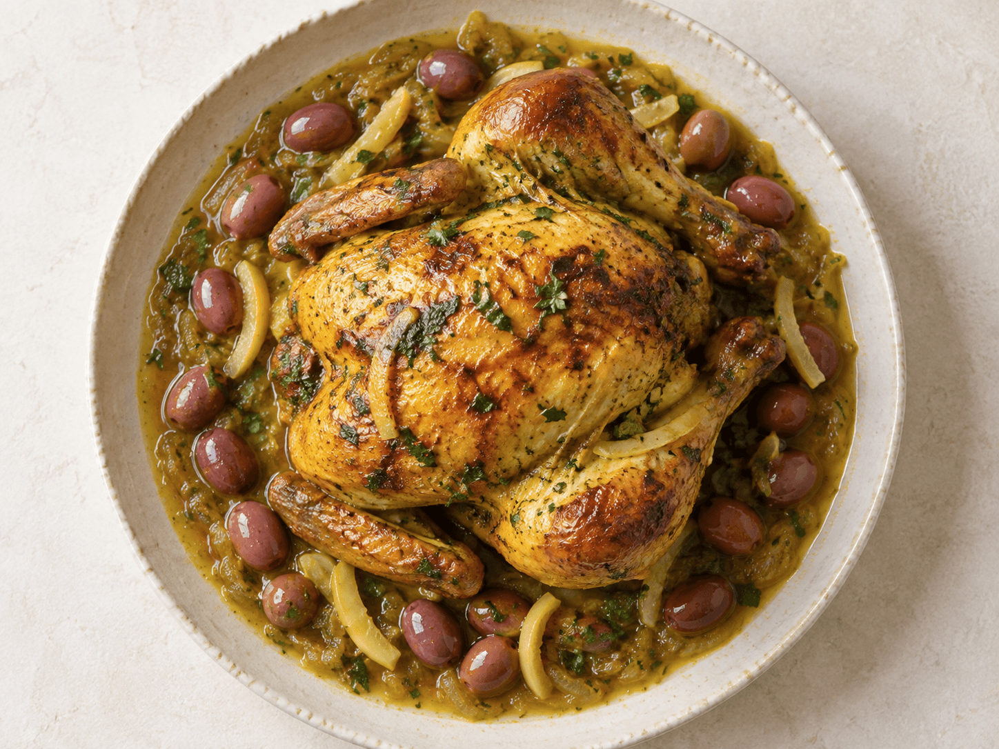 Poulet aux olives — Illustration culinaire générée par IA