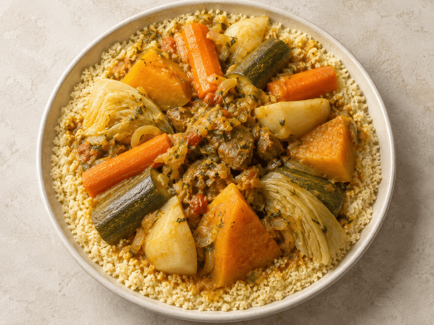 Couscous aux légumes — Illustration culinaire générée par IA