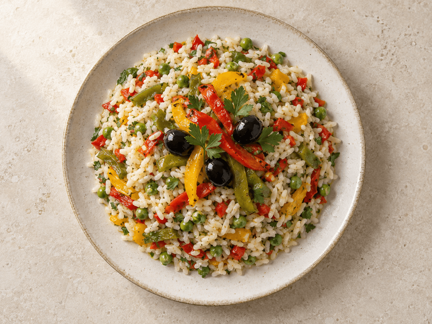 Salade de riz aux poivrons — Illustration culinaire générée par IA