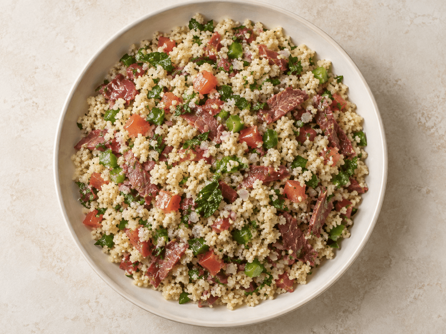 Salade de couscous (taboulé) — Illustration culinaire générée par IA