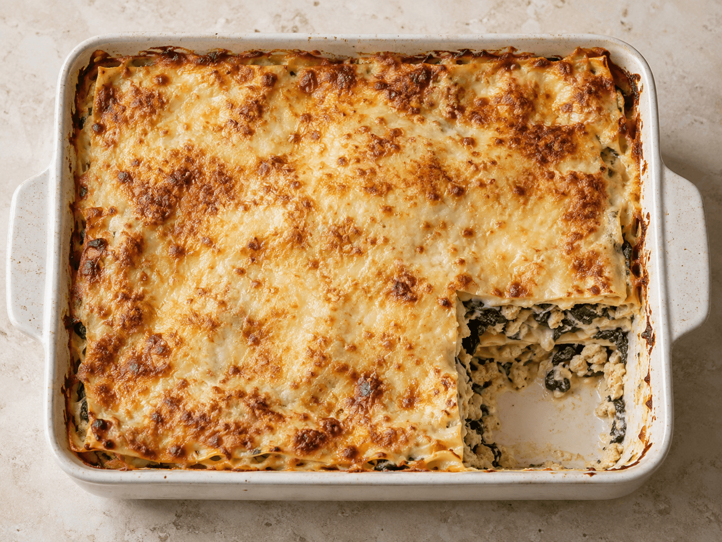 Lasagnes au poulet et aux épinards — Illustration culinaire générée par IA