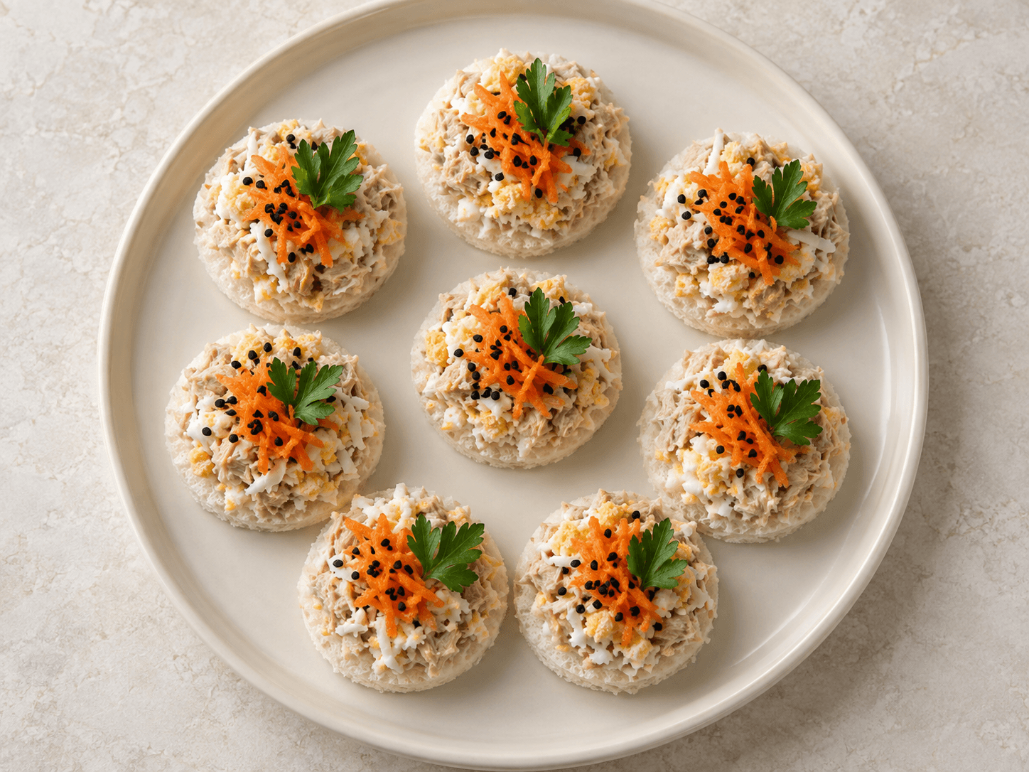 Canapés au thon — Illustration culinaire générée par IA
