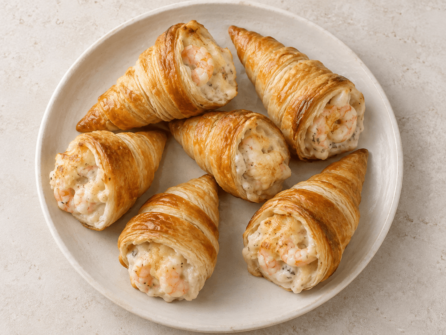 Cornets aux crevettes — Illustration culinaire générée par IA