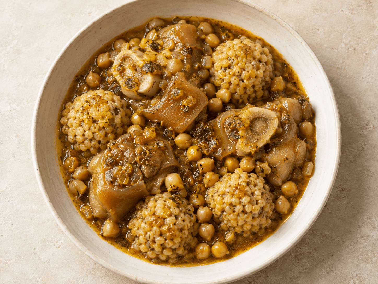 Hargma (pied de veau aux pois chiches) — Illustration culinaire générée par IA