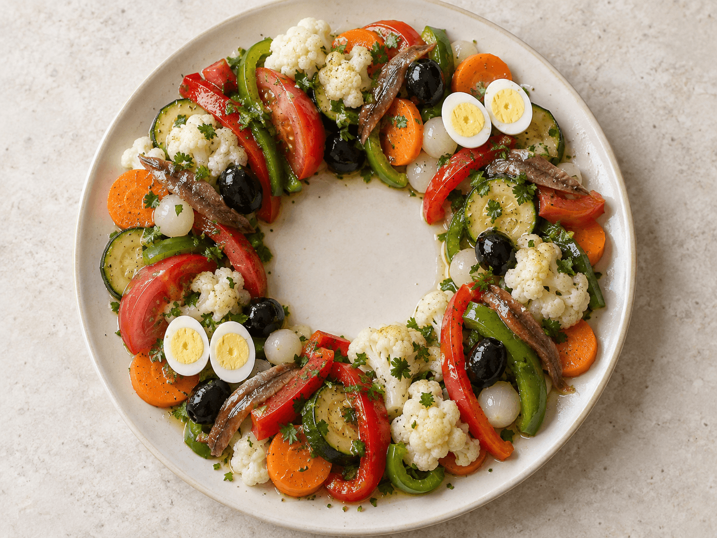 Salade couronne aux légumes — Illustration culinaire générée par IA