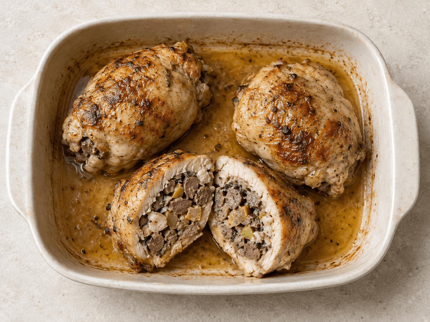 Cuisses de poulet farcies au foie — Illustration culinaire générée par IA