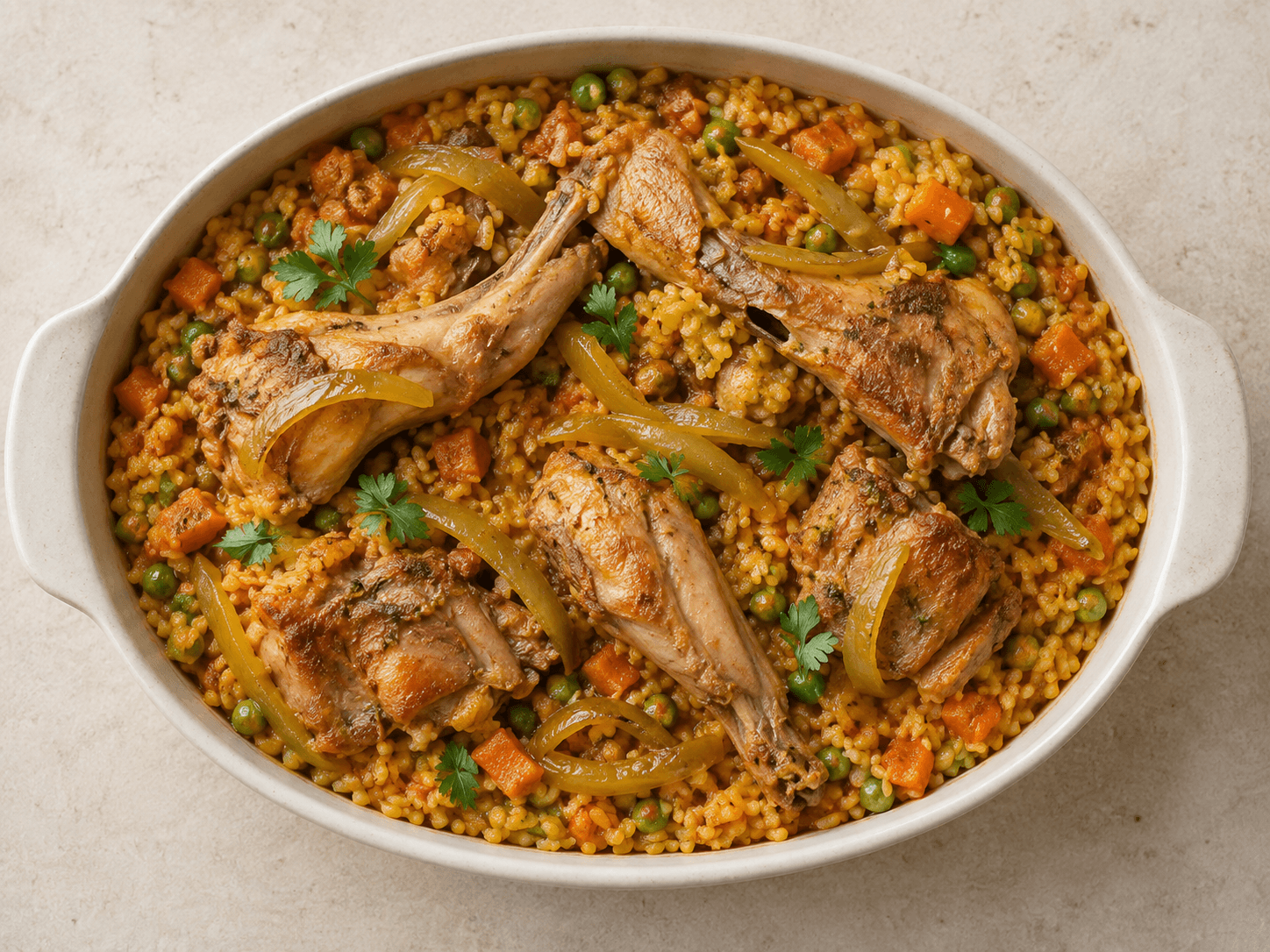 Lapin au riz — Illustration culinaire générée par IA