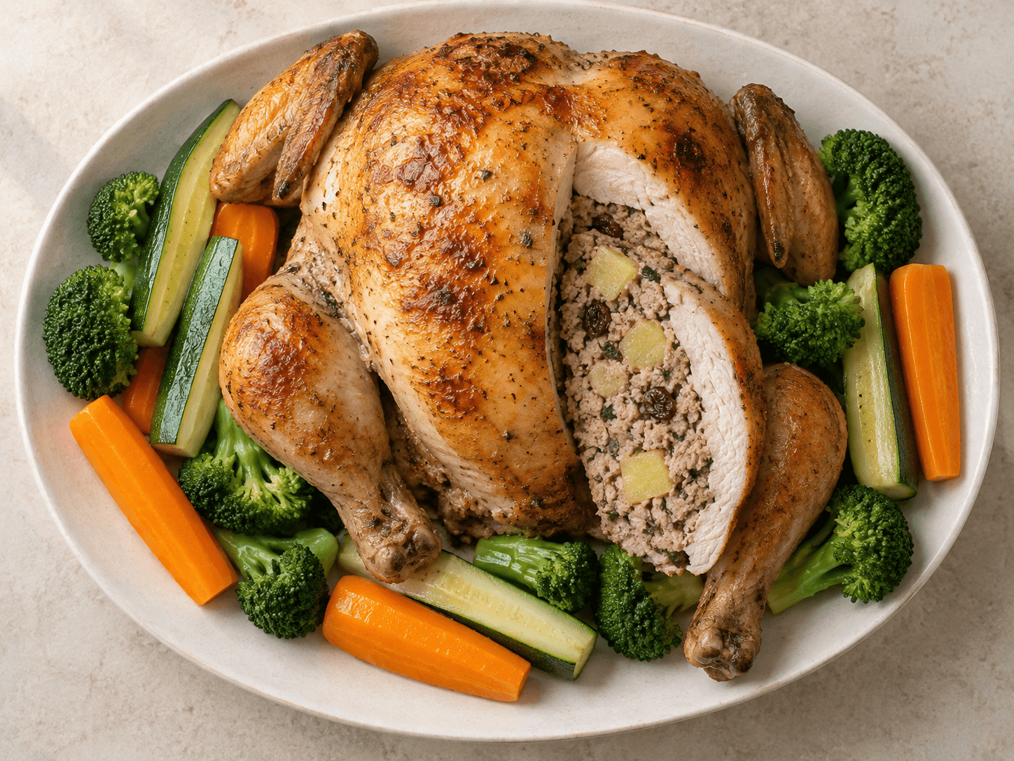 Poulet désossé farci — Illustration culinaire générée par IA