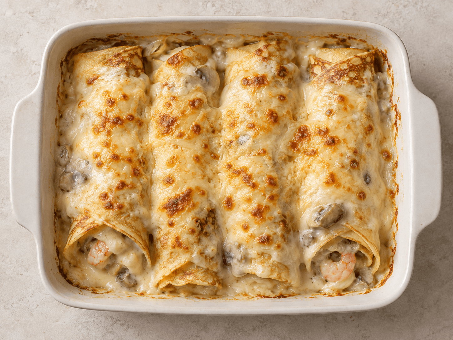 Crêpes aux crevettes — Illustration culinaire générée par IA