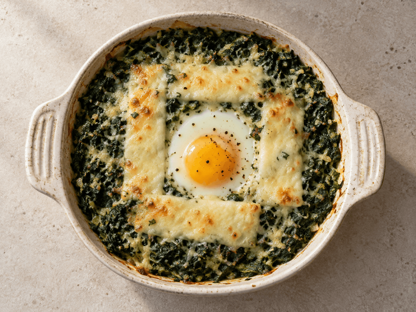 Gratin aux épinards — Illustration culinaire générée par IA