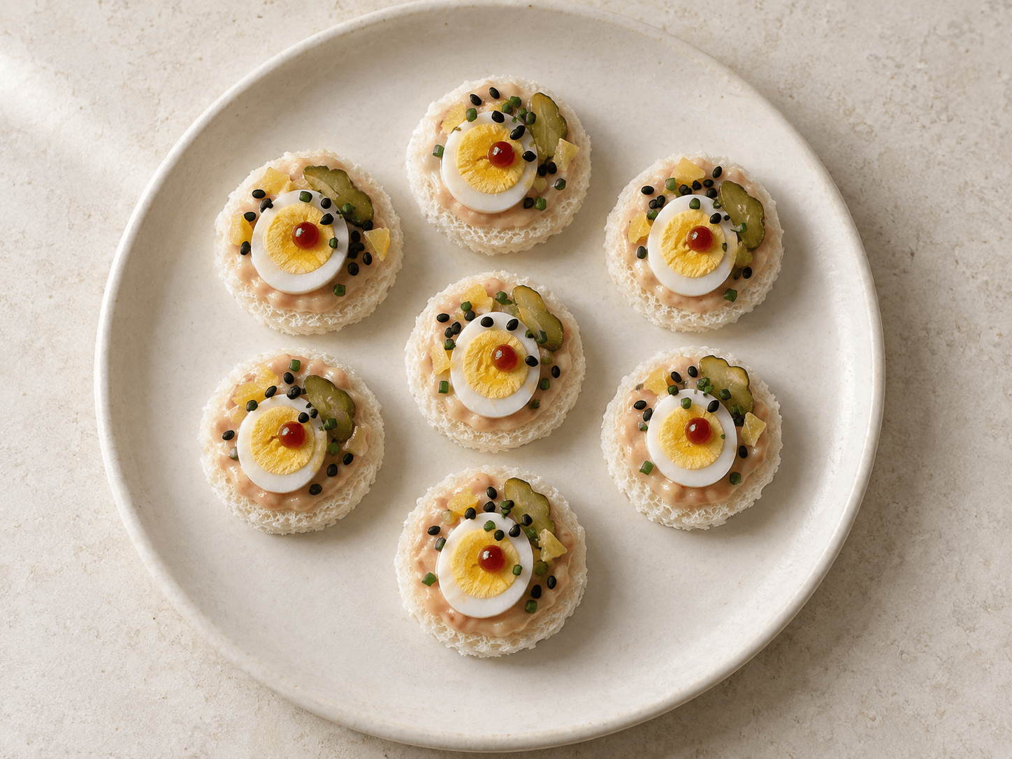 Canapés aux œufs de caille — Illustration culinaire générée par IA